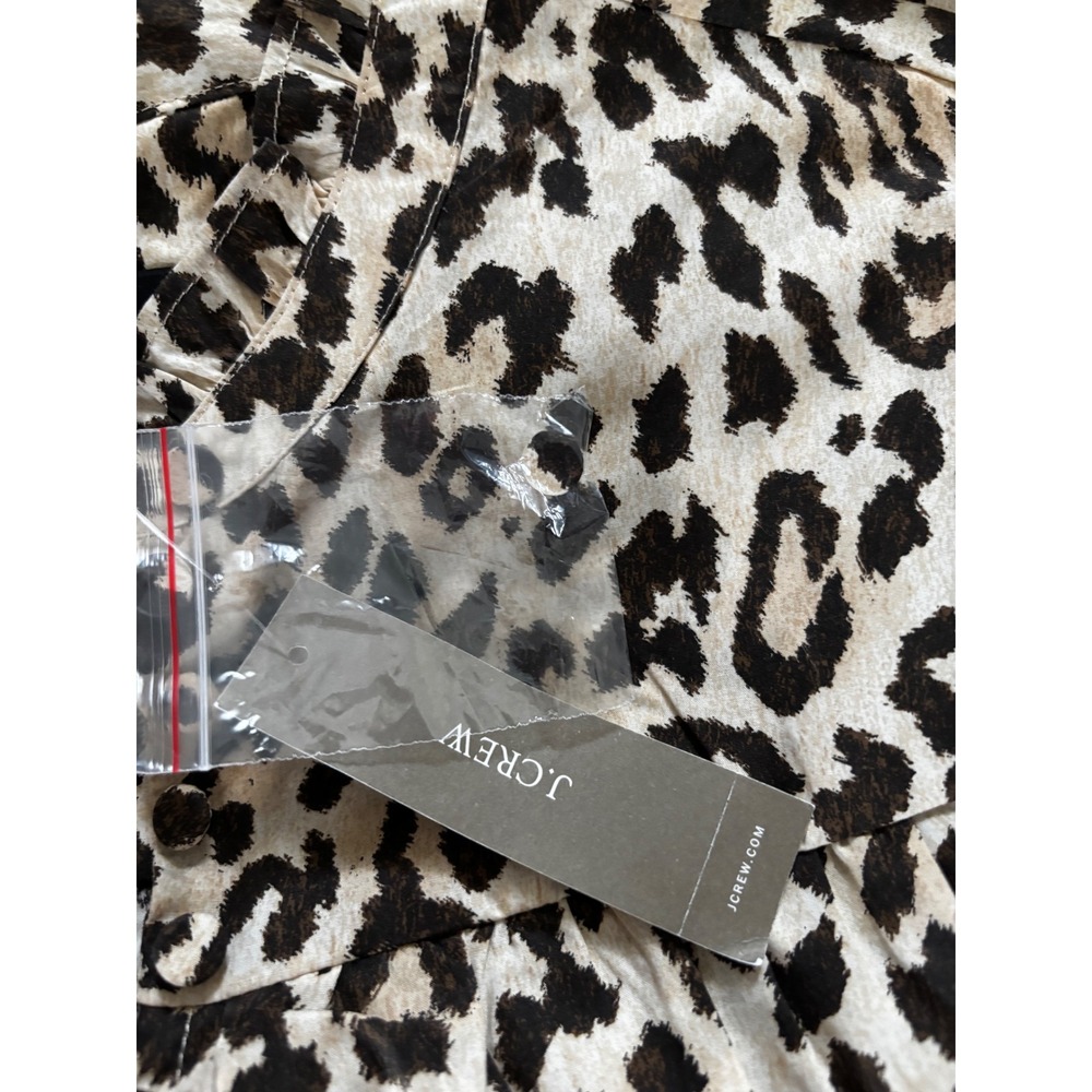 NWT J.Crew Leopard Print Tunic Blouse XXS Oversized Cotton Preppy (fits a small) - Picture 3 of 12